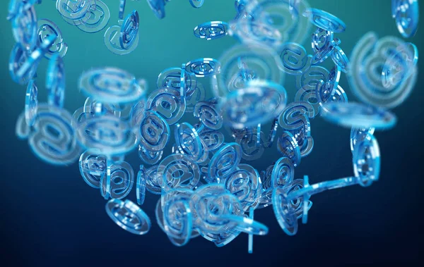 Digitala arobase blue sphere 3d-rendering — Stockfoto