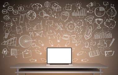 D üzerinde turuncu bir duvara yazılmış el yazması proje sunumu