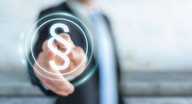 Yasalara koruma sağ 3d rendering kullanarak iş adamı