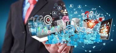 İşadamı aygıtları ve iş nesnelerinden birlikte 3d bağlanma 