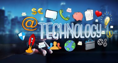 Multimedya teknolojisinin çizilmiş sunum kullanarak iş adamı