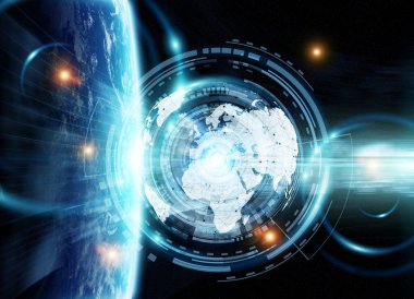 Veri değişimi ve küresel ağ üzerinden dünya 3d render