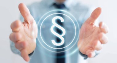 Yasalara koruma sağ 3d rendering kullanarak iş adamı