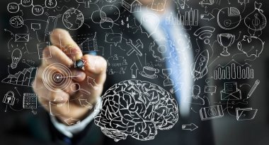 El yazması proje sunumu kalemle çizim işadamı