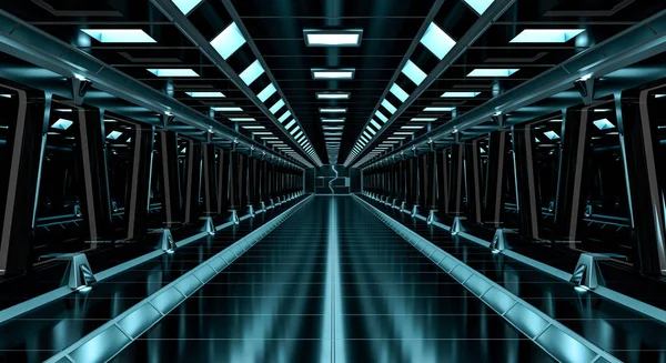 Navire spatial couloir noir rendu 3D — Photo
