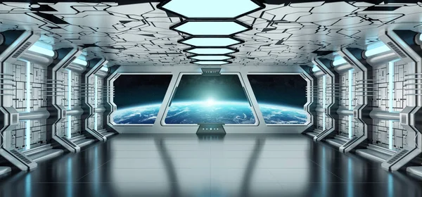 Interiér lodi s výhledem na planetě Zemi 3d vykreslování el — Stock fotografie