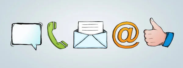 Hand drawn manuscript contact icons