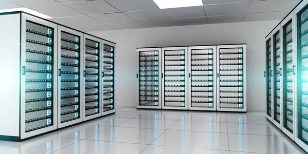 Vita server rum datacenter lagring 3d-rendering — Stockfoto