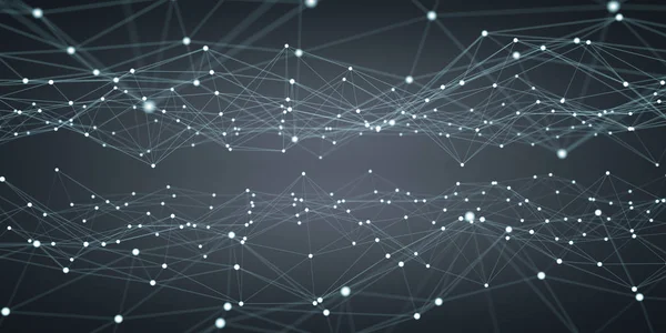 Beyaz ve mavi nokta ağ 3d render yüzen