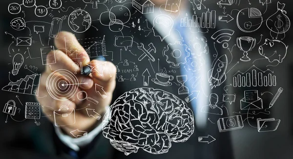 El yazması proje sunumu kalemle çizim işadamı