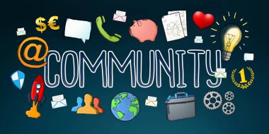 Çizilmiş topluluk metin simgesiyle