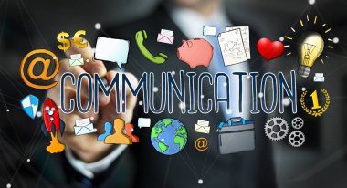 Sunu çizilmiş çizim işadamı