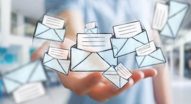 El yazması kişi simgesi elinde tutan işadamı