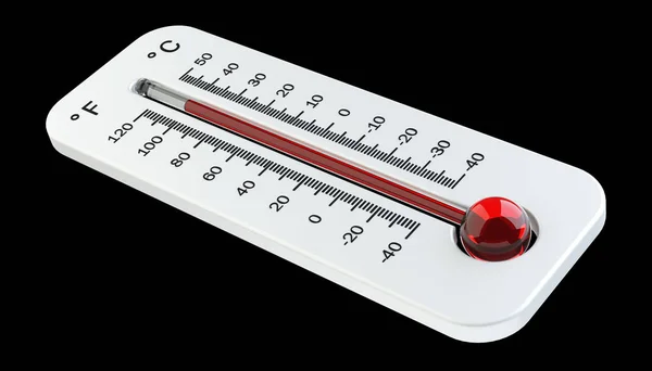 Termometer dengan suhu merah meningkat 3 dimensi rendering — Stok Foto