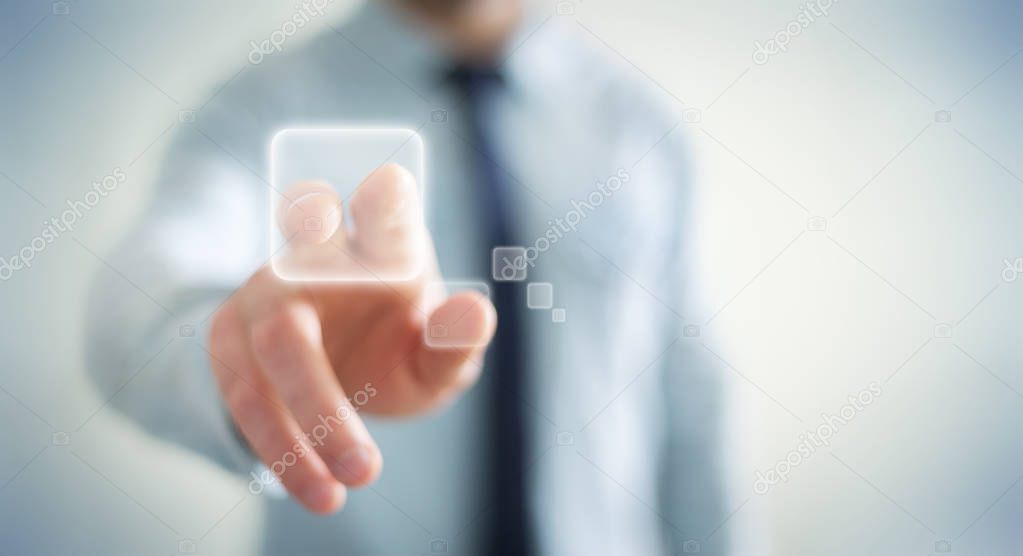 Businessman surfing on internet with digital tactile interface 3
