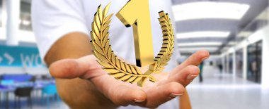 İlk altın fiyatı 3d render kazanan işadamı