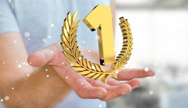 İlk altın fiyatı 3d render kazanan işadamı