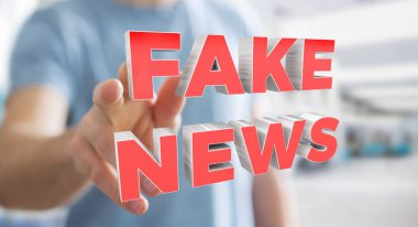 İşadamı sahte haber bilgi 3d render keşfetmek