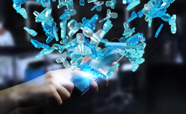 3D rendering grup mavi insan tutan işadamı — Stok fotoğraf