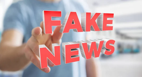 Geschäftsmann entdeckt Fake-News-Informationen — Stockfoto