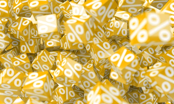 Yellow sales icons floating in the air 3D rendering — Stock Photo, Image