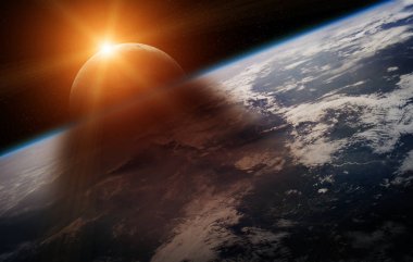 Dünyanın güneş tutulması Earth 3d işleme öğeleri 