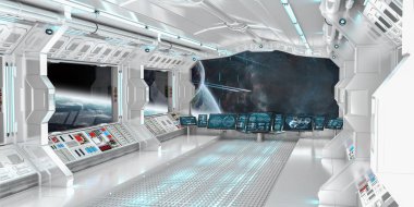 Uzay gemisi iç uzak sistem 3d render Manzaralı