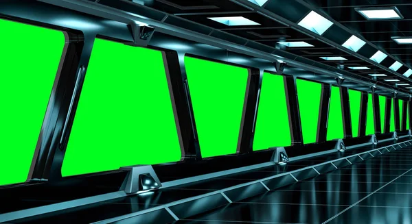 Nave espacial negro corredor 3D renderizado — Foto de Stock