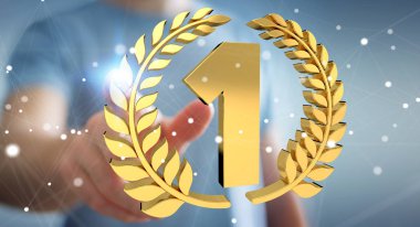 İlk altın fiyatı 3d render kazanan işadamı