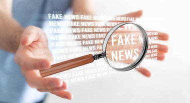 İşadamı sahte haber bilgi 3d render keşfetmek