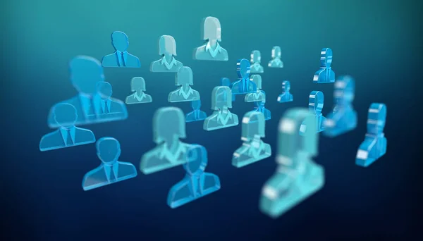 3D rendering ikon kék embercsoport — Stock Fotó