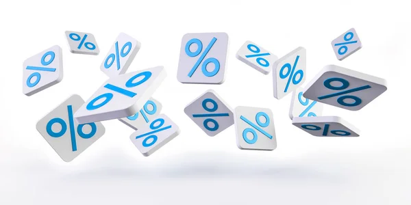 Blå försäljning ikoner som svävar i luften 3d-rendering — Stockfoto