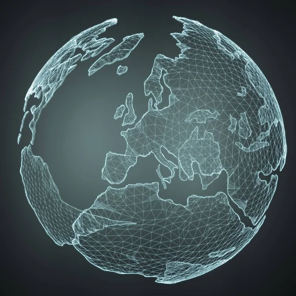 흰색과 파란색 지구 네트워크 3d 렌더링 부동 — 스톡 사진