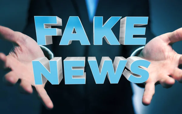 Empresario descubriendo información de noticias falsas representación 3D — Foto de Stock
