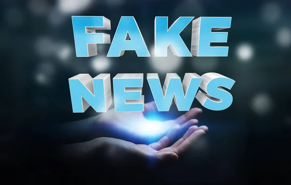 Mujer de negocios descubriendo información de noticias falsas 3D renderizado — Foto de Stock