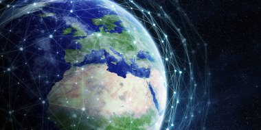 Veri değişimi ve küresel ağ üzerinden dünya 3d render