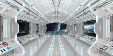 Uzay gemisi iç uzak sistem 3d render Manzaralı
