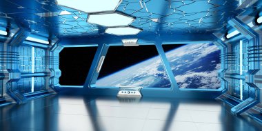 Uzay gemisi iç uzak sistem 3d render Manzaralı