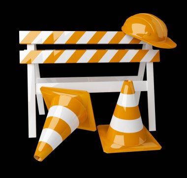 İnşaat işaretleri altında dijital 3d render