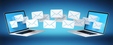 3d işleme aygıtları ekranlarını uçan dijital e-posta