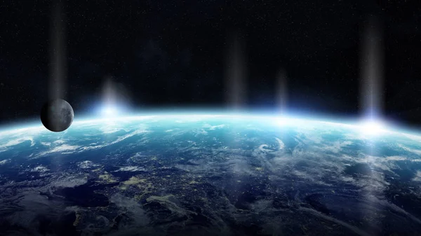 Planetjorden i rymden 3d rendering element i denna bild histo — Stockfoto