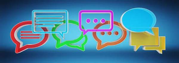 Digital colorful 3D rendering conversation icons