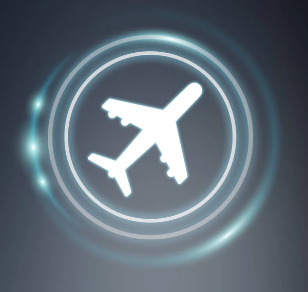 동그라미와 3d 렌더링 비행기 아이콘 — 스톡 사진