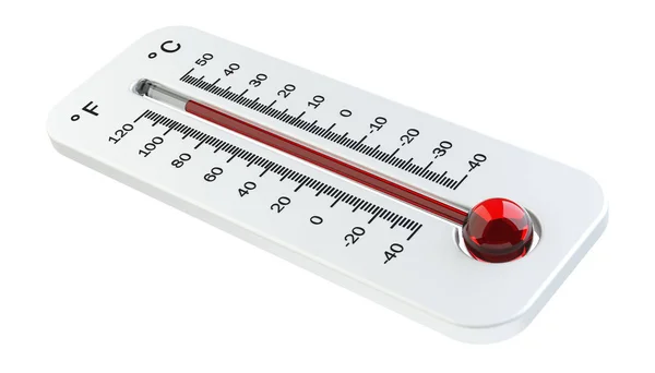 Thermometer with red temperature rise 3D rendering — Stock Photo, Image