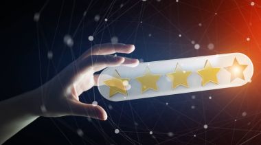 İşkadını derecelendirme yıldız eliyle 3d render