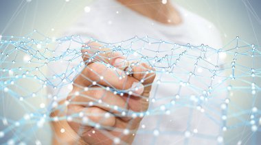 Uçan ağ nokta 3d render dokunmadan işadamı