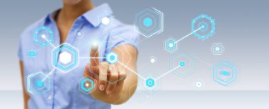 Dijital kullanarak işkadını ekranlar hologramlar veri ile 3d parçalamak