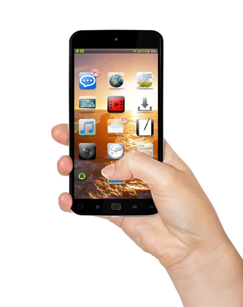 手机 3d 渲染的手 — 图库照片