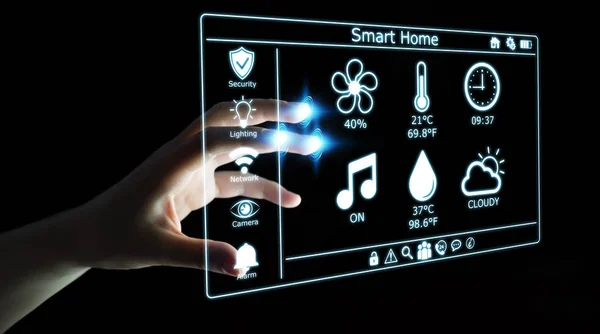 스마트 홈 디지털 인터페이스 3d 렌더링을 사용 하 여 실업 — 스톡 사진