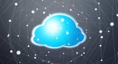 Mavi ve beyaz dijital bulut 3d render